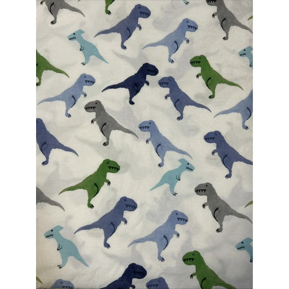 Pottery Barn Kids Dinosaur Twin Sheet Set Flat & Fitted Warren Dino Blue White